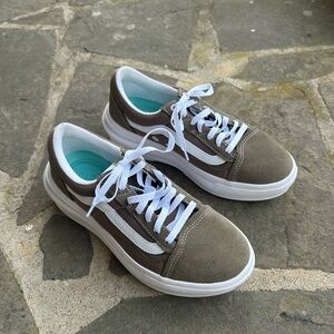 Vans Gray and White Sneakers with Blue Lining
